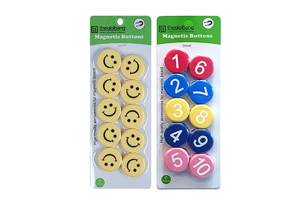 Nút Nam Châm Hình Mặt Cười & Số | Thế Giới Bảng